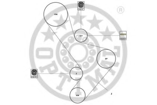 Комплект ремня ГРМ OPTIMAL R1497