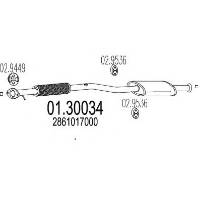 Предглушитель выхлопных газов MTS 01.30034