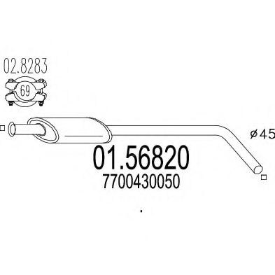 Средний глушитель выхлопных газов MTS 01.56820