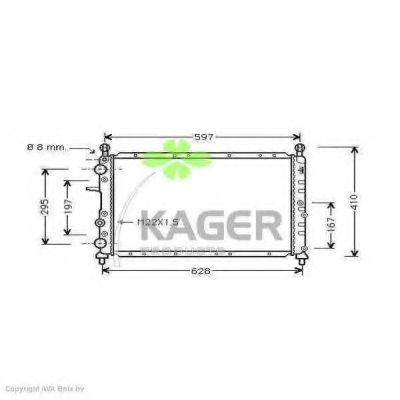 Радиатор, охлаждение двигателя KAGER 31-0390