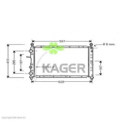 Радиатор, охлаждение двигателя KAGER 31-0393