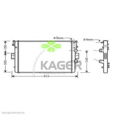 Радиатор, охлаждение двигателя KAGER 31-0538