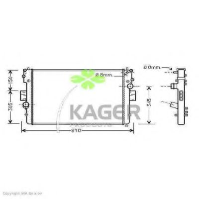 Радиатор, охлаждение двигателя KAGER 31-2144