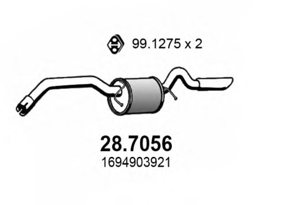 Глушитель выхлопных газов конечный ASSO 28.7056