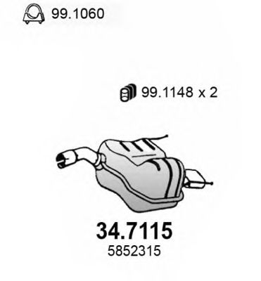 Глушитель выхлопных газов конечный ASSO 347115