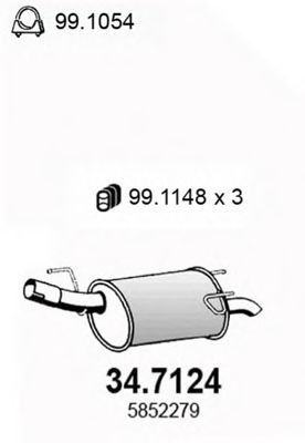 Глушитель выхлопных газов конечный ASSO 34.7124