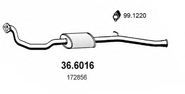 Средний глушитель выхлопных газов ASSO 36.6016