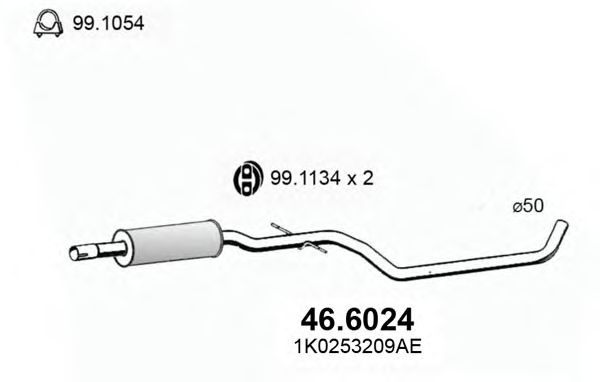 Средний глушитель выхлопных газов ASSO 46.6024