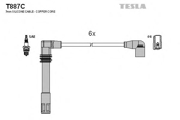 Комплект проводов зажигания TESLA T887C