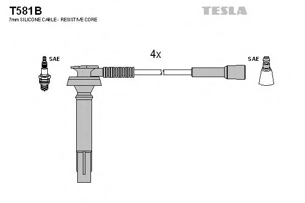 Комплект проводов зажигания TESLA T581B