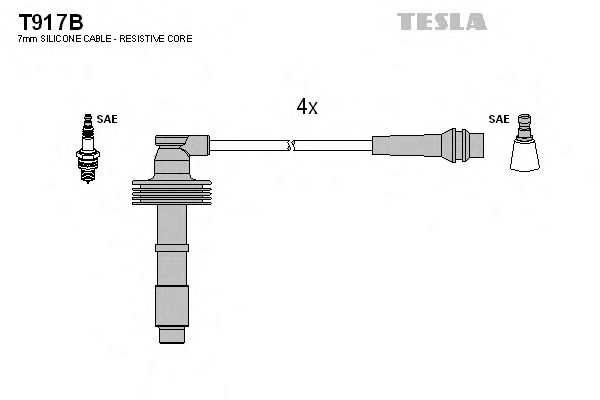 Комплект проводов зажигания TESLA T917B