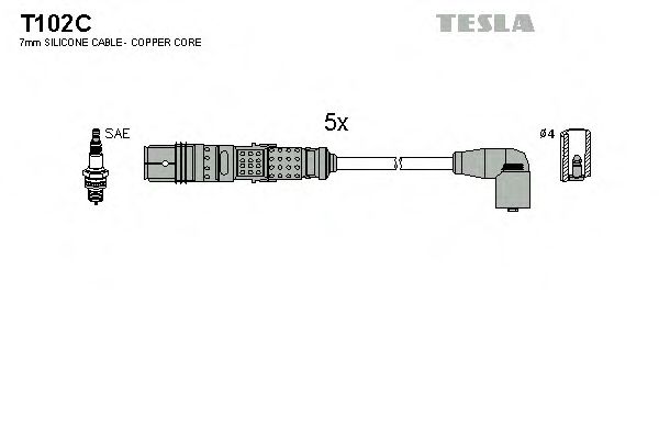 Комплект проводов зажигания TESLA T102C