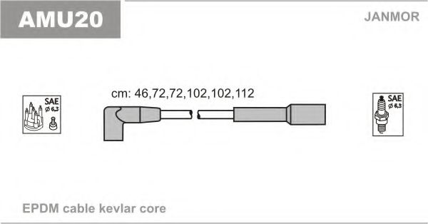 Комплект проводов зажигания JANMOR AMU20