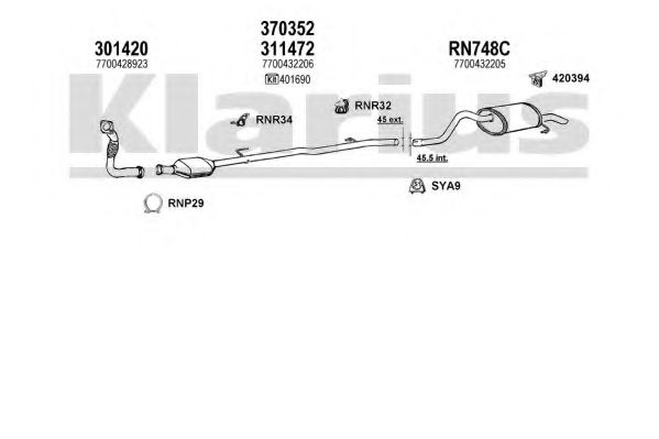 Система выпуска ОГ KLARIUS 720822U