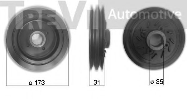 Ременный шкив, коленчатый вал TREVI AUTOMOTIVE PC1267