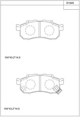 Комплект тормозных колодок, дисковый тормоз ASIMCO KD1545