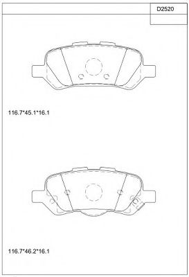 Комплект тормозных колодок, дисковый тормоз ASIMCO KD2520