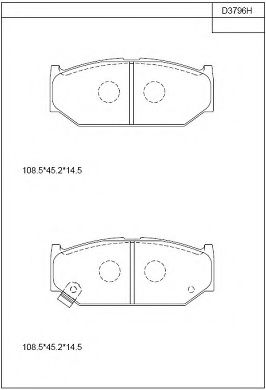 Комплект тормозных колодок, дисковый тормоз ASIMCO KD3796H