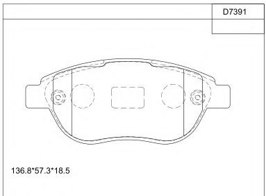 Комплект тормозных колодок, дисковый тормоз ASIMCO KD7391