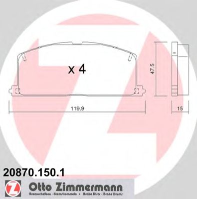 Комплект тормозных колодок, дисковый тормоз ZIMMERMANN 20870.150.1