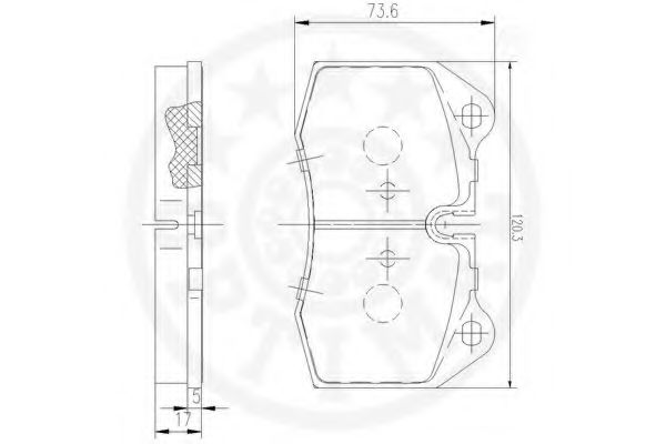 Комплект тормозных колодок, дисковый тормоз OPTIMAL 12522