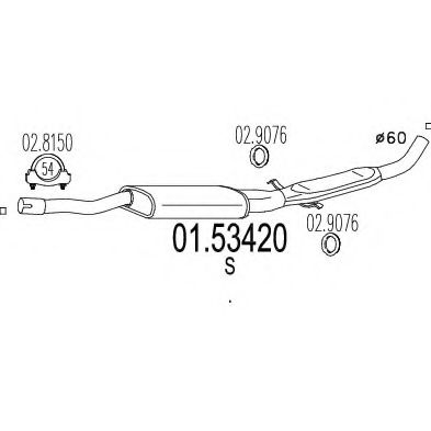 Средний глушитель выхлопных газов MTS 01.53420