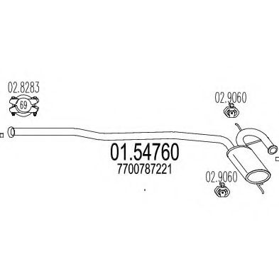 Средний глушитель выхлопных газов MTS 01.54760