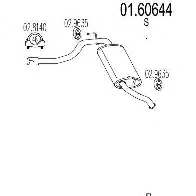 Глушитель выхлопных газов конечный MTS 01.60644
