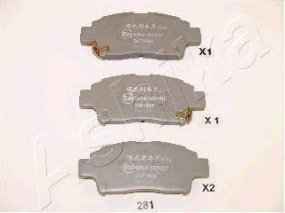 Комплект тормозных колодок, дисковый тормоз ASHIKA 50-02-281