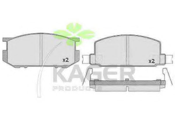 Комплект тормозных колодок, дисковый тормоз KAGER 35-0444