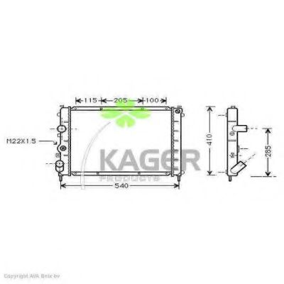 Радиатор, охлаждение двигателя KAGER 31-0955