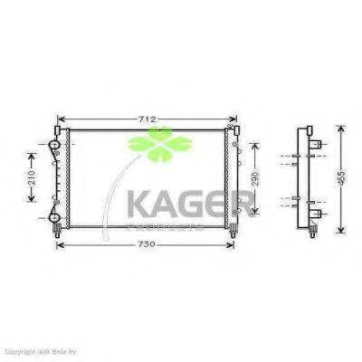 Радиатор, охлаждение двигателя KAGER 31-0956