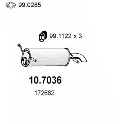 Глушитель выхлопных газов конечный ASSO 10.7036