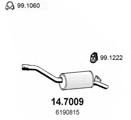 Глушитель выхлопных газов конечный ASSO 14.7009