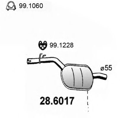 Средний глушитель выхлопных газов ASSO 28.6017