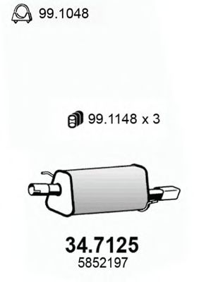 Глушитель выхлопных газов конечный ASSO 34.7125