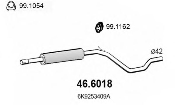 Средний глушитель выхлопных газов ASSO 46.6018