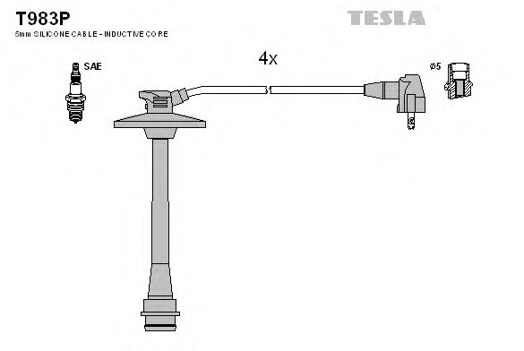 Комплект проводов зажигания TESLA T983P