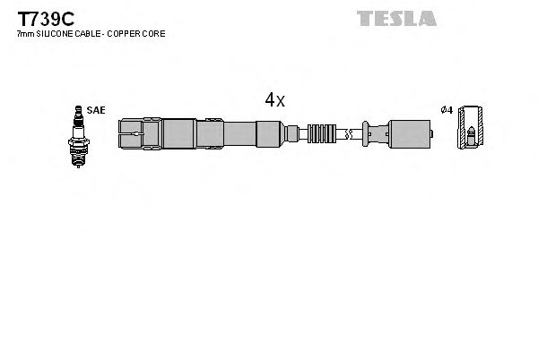 Комплект проводов зажигания TESLA T739C