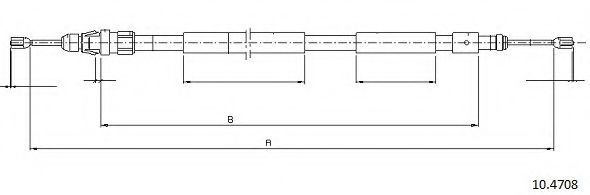 Трос, стояночная тормозная система CABOR 10.4708