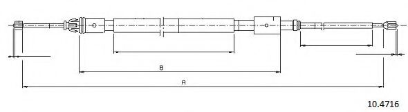 Трос, стояночная тормозная система CABOR 10.4716
