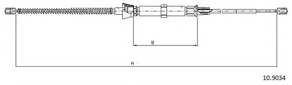 Трос, стояночная тормозная система CABOR 10.9034