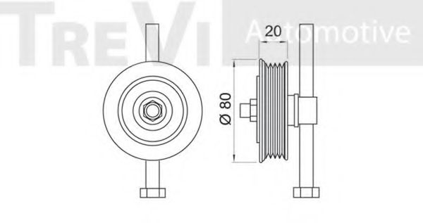 Натяжной ролик, поликлиновой  ремень TREVI AUTOMOTIVE T2008