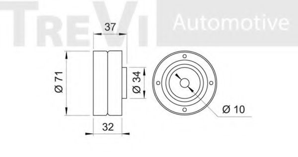 Паразитный / Ведущий ролик, зубчатый ремень TREVI AUTOMOTIVE T1257