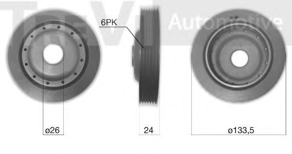 Ременный шкив, коленчатый вал TREVI AUTOMOTIVE PC1219
