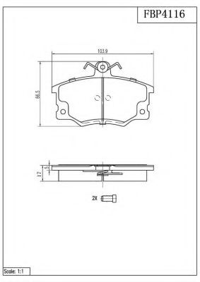 Комплект тормозных колодок, дисковый тормоз FI.BA FBP4116