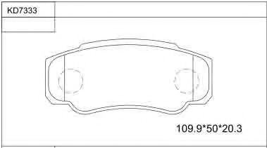 Комплект тормозных колодок, дисковый тормоз ASIMCO KD7333