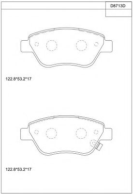 Комплект тормозных колодок, дисковый тормоз ASIMCO KD8713D