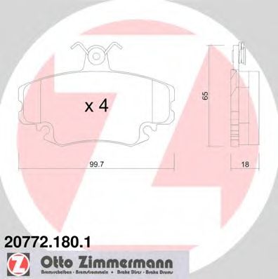 Комплект тормозных колодок, дисковый тормоз ZIMMERMANN 20772.180.1