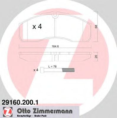 Комплект тормозных колодок, дисковый тормоз ZIMMERMANN 29160.200.1